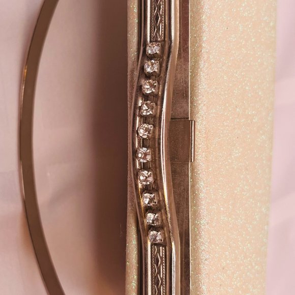 Elegant Sparkly Cream Clutch with Silver Accents - Picture 6 of 10